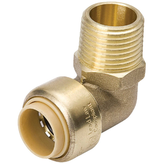 ProLine 1/2 In. PF x 1/2 In. MPT 90 Deg. Push Fit Brass Elbow (1/4 Bend)