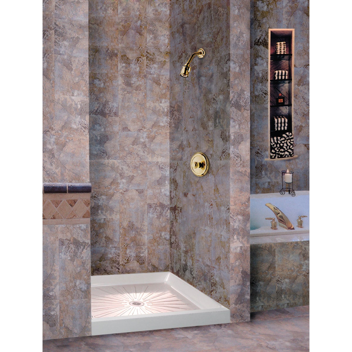 Mustee Durabase 32 In. W x 32 In. D Center Drain Shower Floor & Base in White