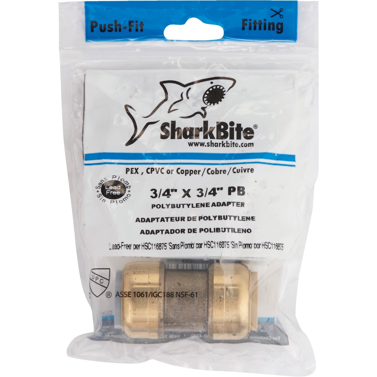 SharkBite 3/4 In. x 3/4 In. Push-to-Connect Polybutylene Conversion Coupling