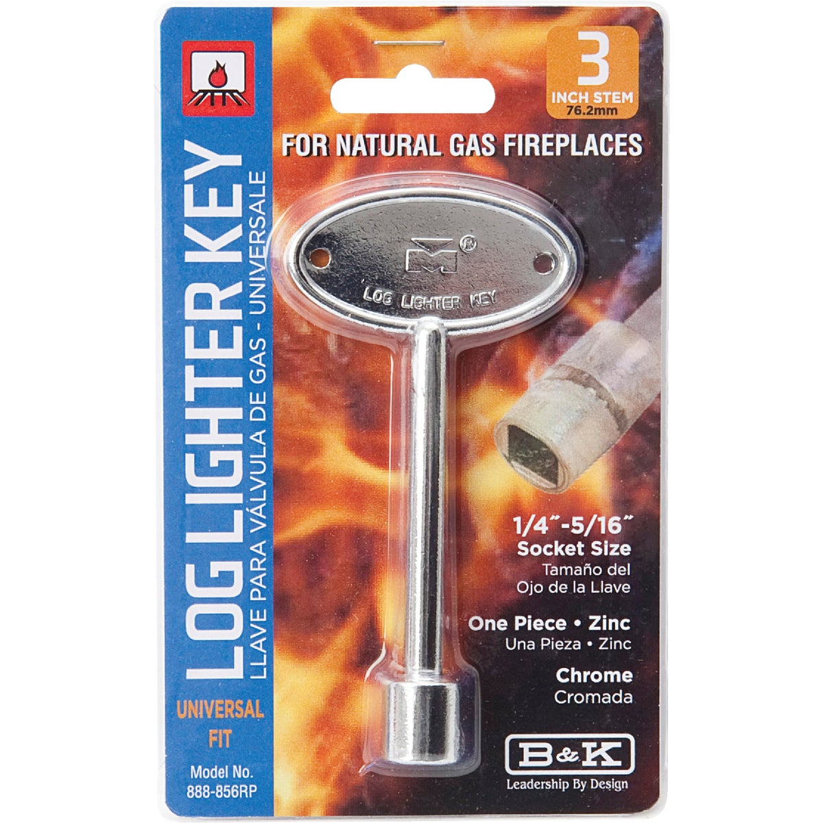 ProLine 3 In. Chrome-Plated Universal Fit Log Lighter Gas Valve Key