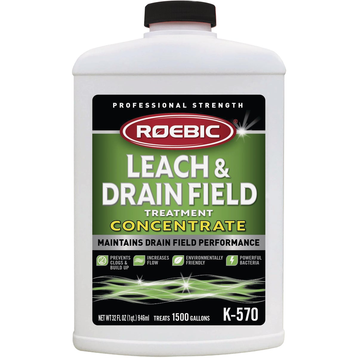 Roebic K-570 1 Qt. Concentrate Septic Tank Treatment Leach and Drainfield Cleaner