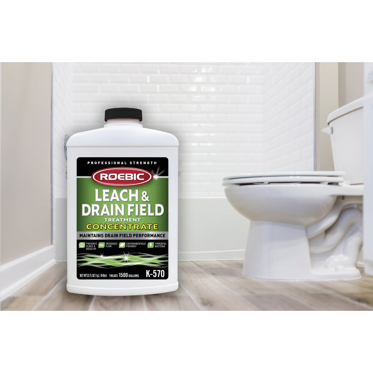 Roebic K-570 1 Qt. Concentrate Septic Tank Treatment Leach and Drainfield Cleaner