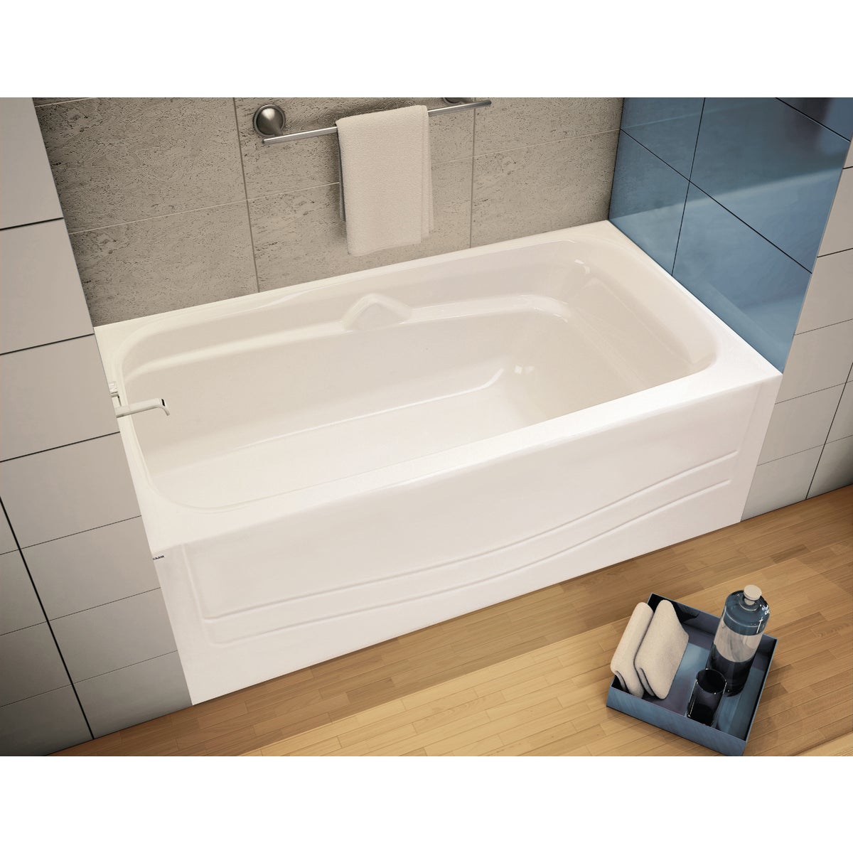 Maax Avenue 60 In. L x 31 In. W x 18 In. H Left Drain Bathtub in White