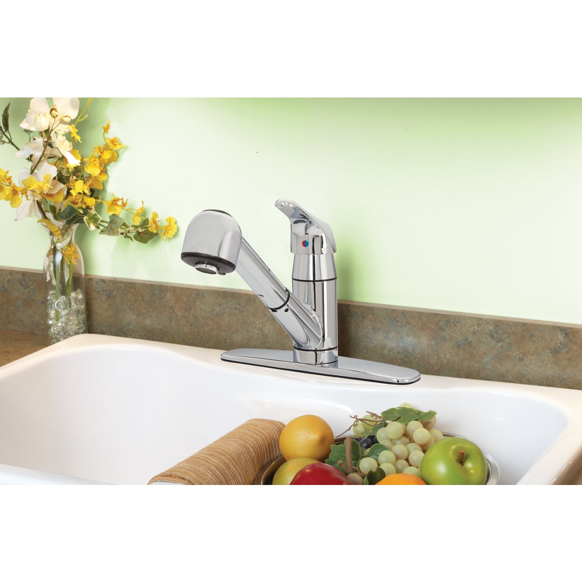 Home Impressions Single Handle Lever Pull-Out Kitchen Faucet, Chrome