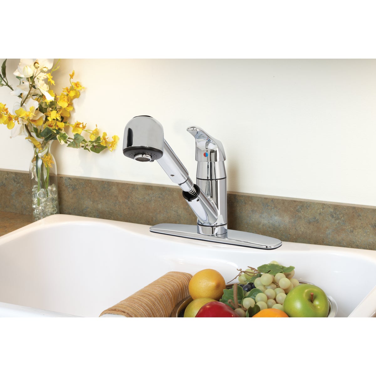 Home Impressions Single Handle Lever Pull-Out Kitchen Faucet, Chrome