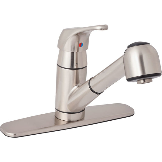 Home Impressions Single Handle Lever Pull-Out Kitchen Faucet, Brushed Nickel