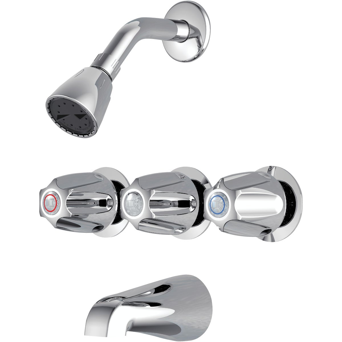 Home Impressions Chrome 3-Handle Metal Knob Tub & Shower Faucet