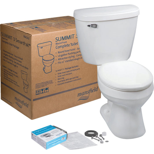 Mansfield Summit SmartPak White Round Bowl 1.28 GPF Complete Toilet