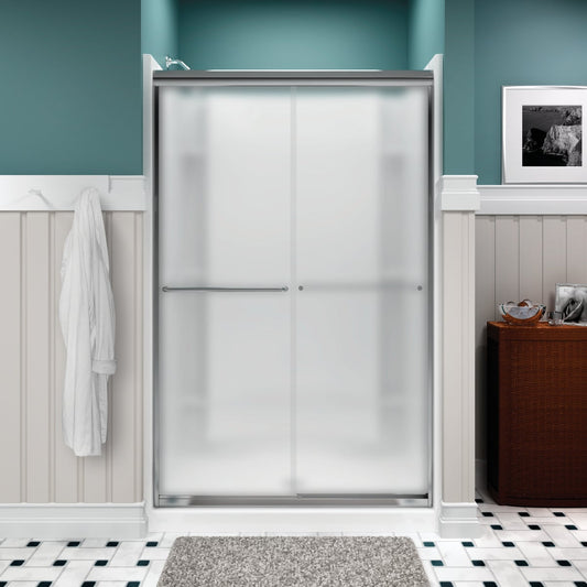 Sterling Finesse 47-5/8 In. W. X 70-1/16 In. H. Chrome Frameless Frosted Glass Sliding Shower Door