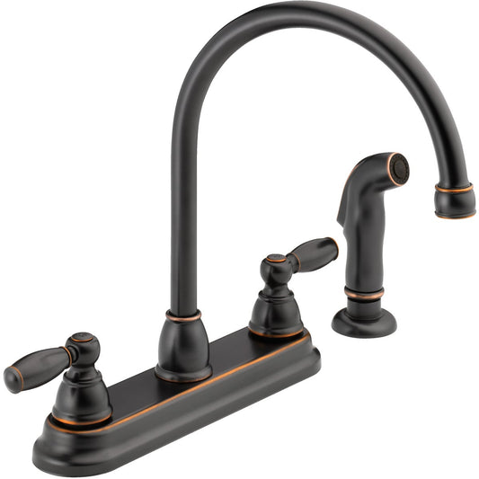 Peerless Dual Handle Lever Kitchen Faucet with Side Spray, Oil-Rubbed Bronze