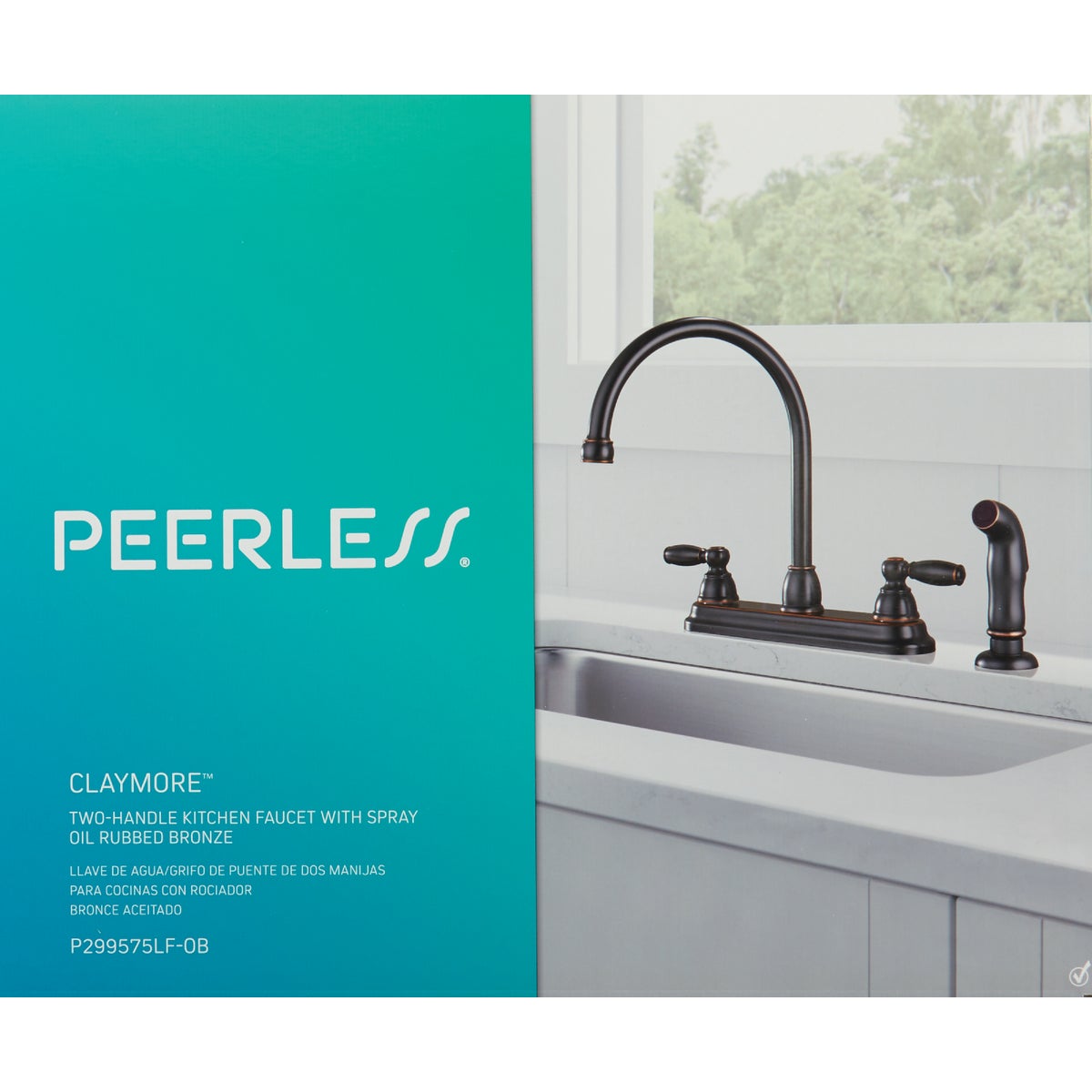 Peerless Dual Handle Lever Kitchen Faucet with Side Spray, Oil-Rubbed Bronze