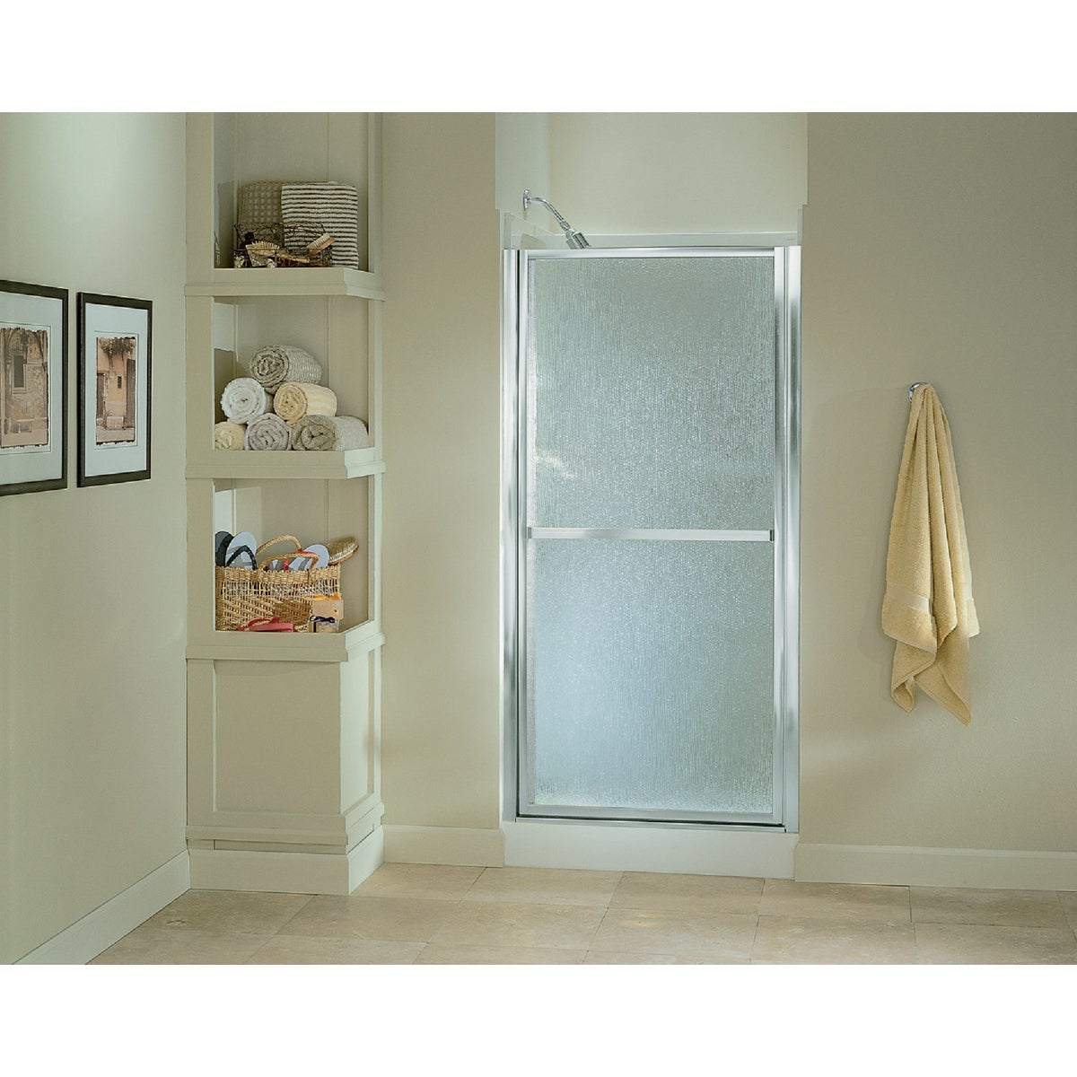 Sterling Finesse 33-1/2 In. W. X 65-1/2 In. H. Silver Rain Glass Hinge Shower Door