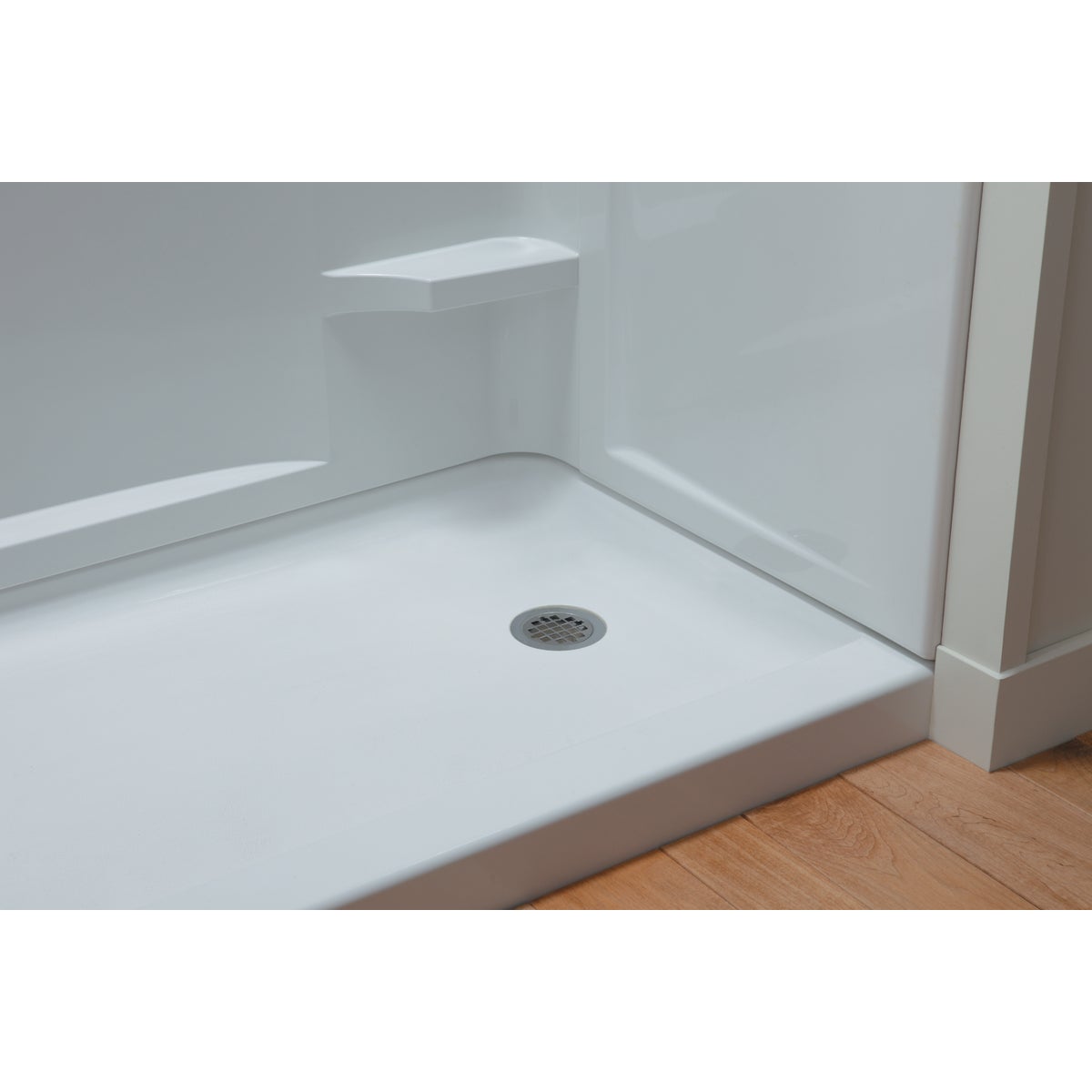 Sterling Ensemble 60 In. W x 30 In. D Left Drain Shower Floor & Base in White