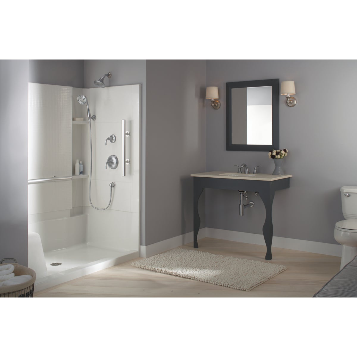 Sterling 3-Piece 36 In. L. x 55-1/8 In. H. x 48 In. W. White Shower Wall Set