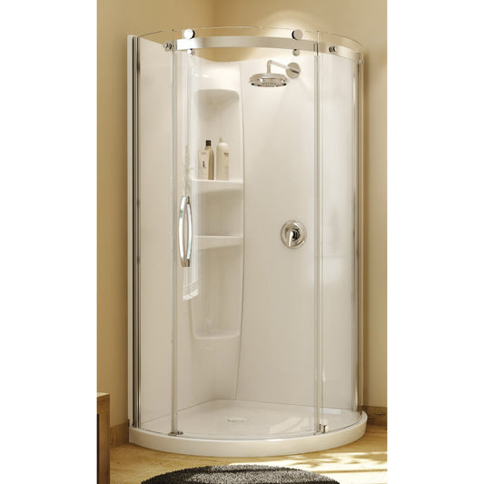 Maax Olympia 39 In. W x 71-3/4 In. H Chrome Framed Clear Glass Corner Shower Door w/Base