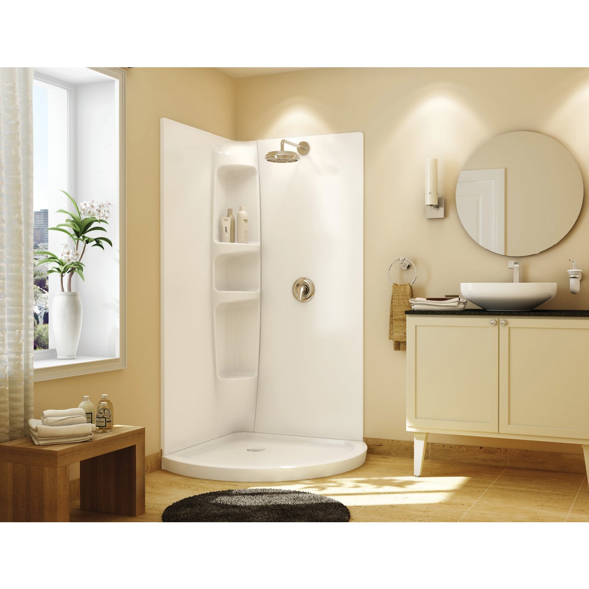 Maax Olympia 2-Piece 36 In. W x 77 In. H x 36 In. D Shower Wall Set in White