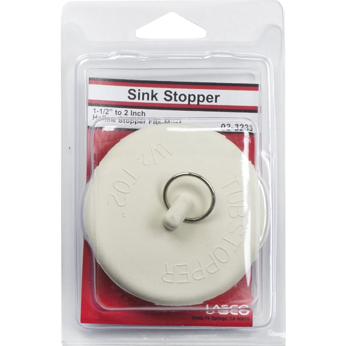 Lasco 1-1/2 In. to 2 In. White Ruber Bathtub Drain Stopper