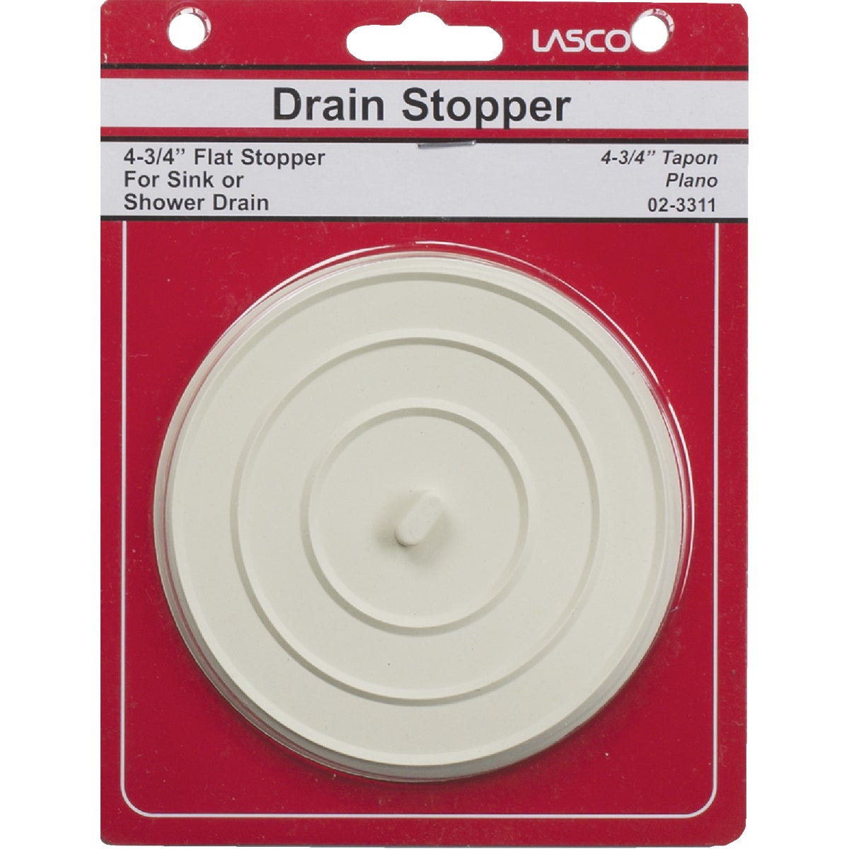 Lasco Flat Suction 4-3/4 In. White Sink Rubber Drain Stopper