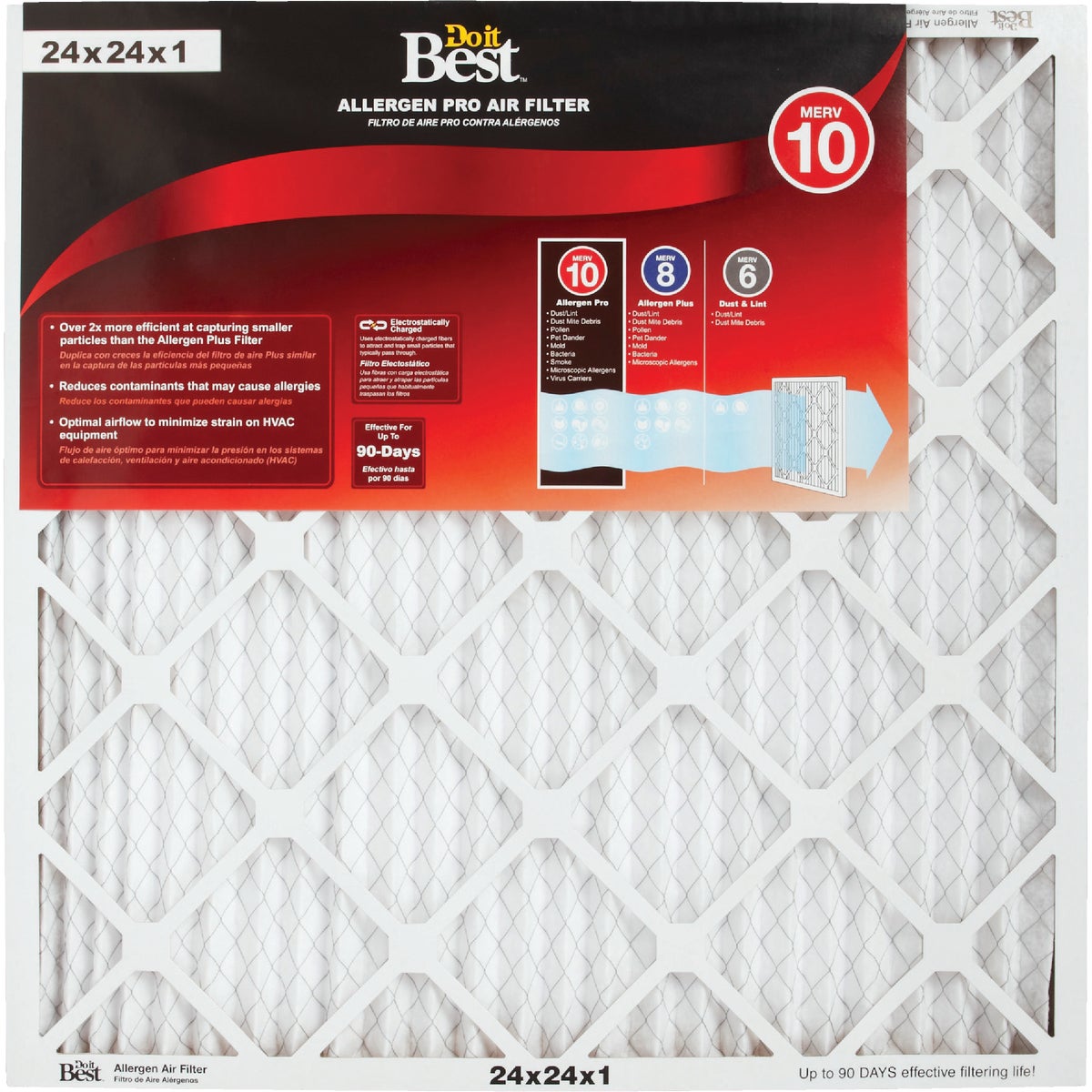 Do it Best 24 In. x 24 In. x 1 In. Allergen Pro MERV 10 Furnace Filter