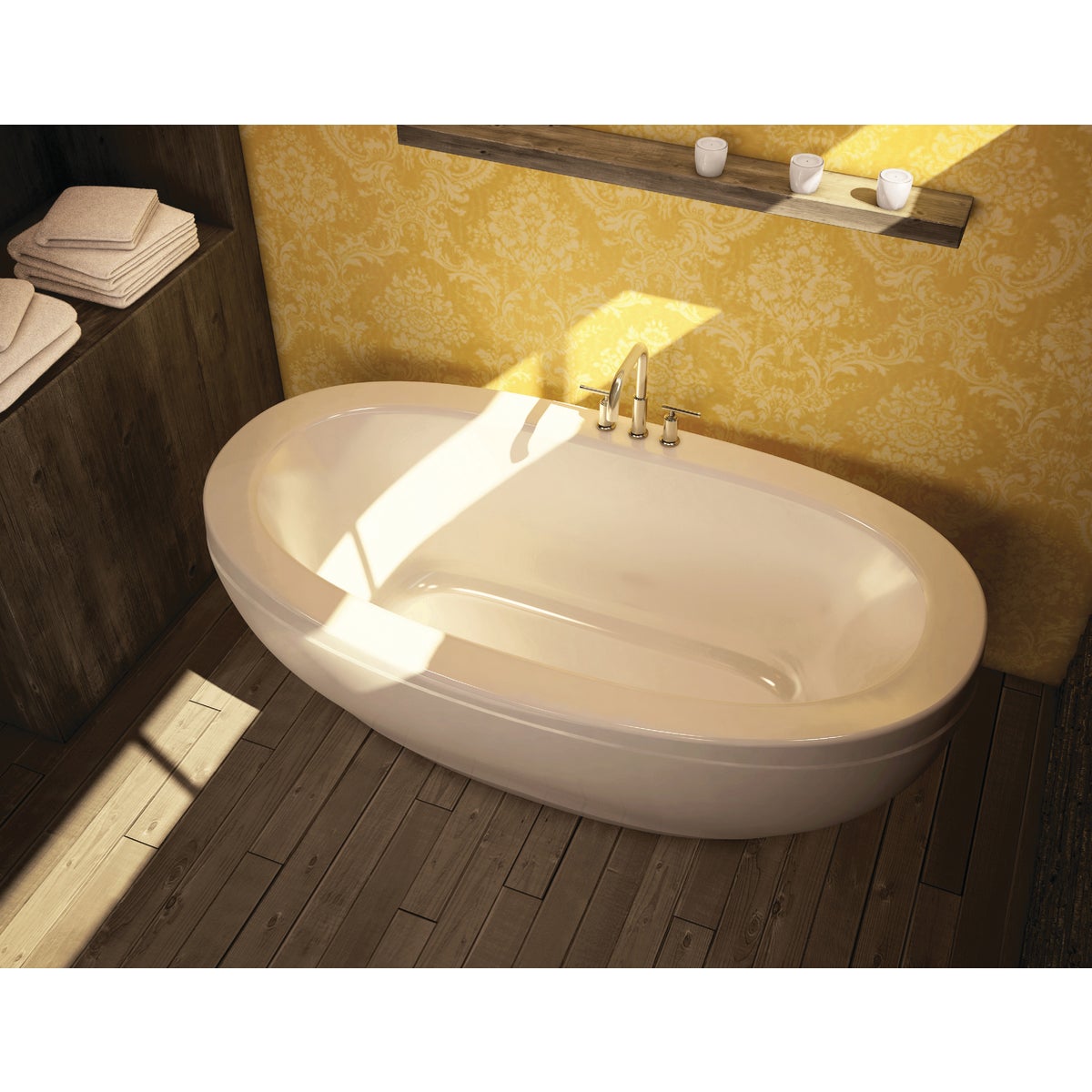 Maax Reverie F 66.5 In. L x 36.5 In. W x 24 In. H Center Drain Bathtub in White