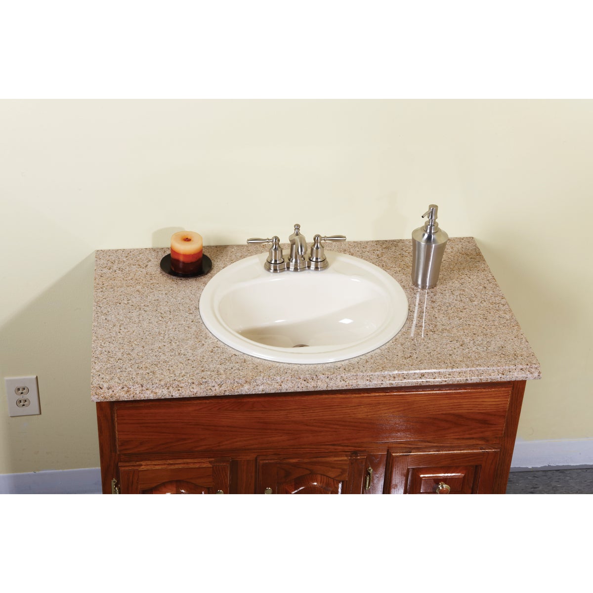 Briggs Anderson Round Drop-In Oval Bathroom Sink, Bone