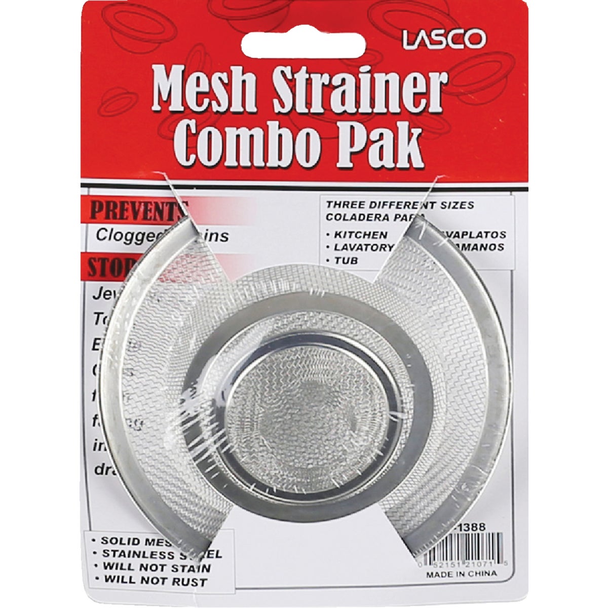 Lasco Assorted Size Stainless Steel Drain Strainer (3-Pack)