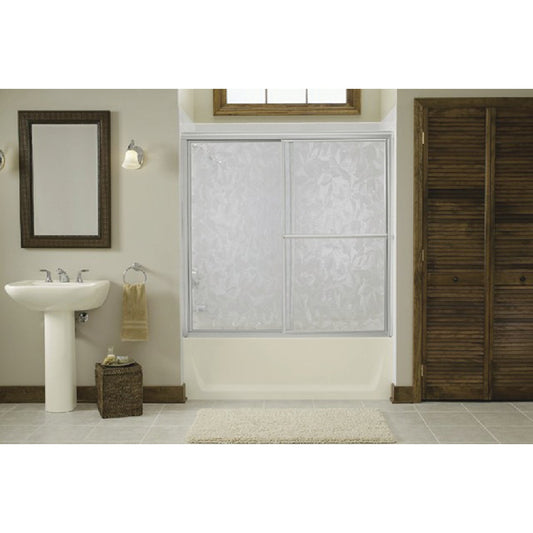 Sterling Deluxe Framed 56-1/4 In. W. X 55-1/4 In. H. Chrome Pebbled Glass Sliding Tub Door