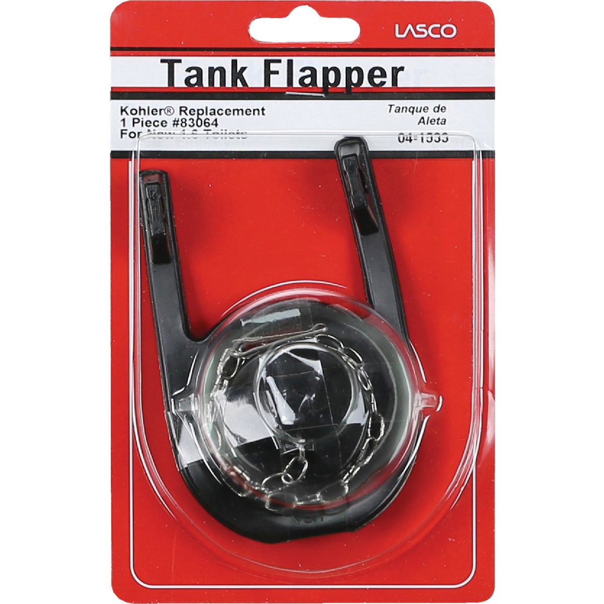 Lasco Kohler Black Flapper with Foam Insert and Chain