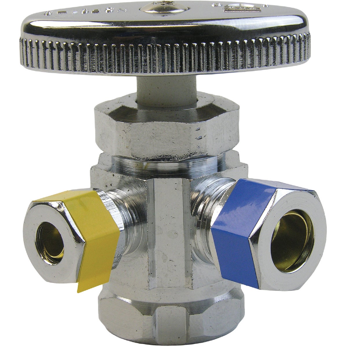 Lasco 1/2 In. IP x 3/8 In. Compression x1/4 In. Compression Multi-Turn Style Angle Valve