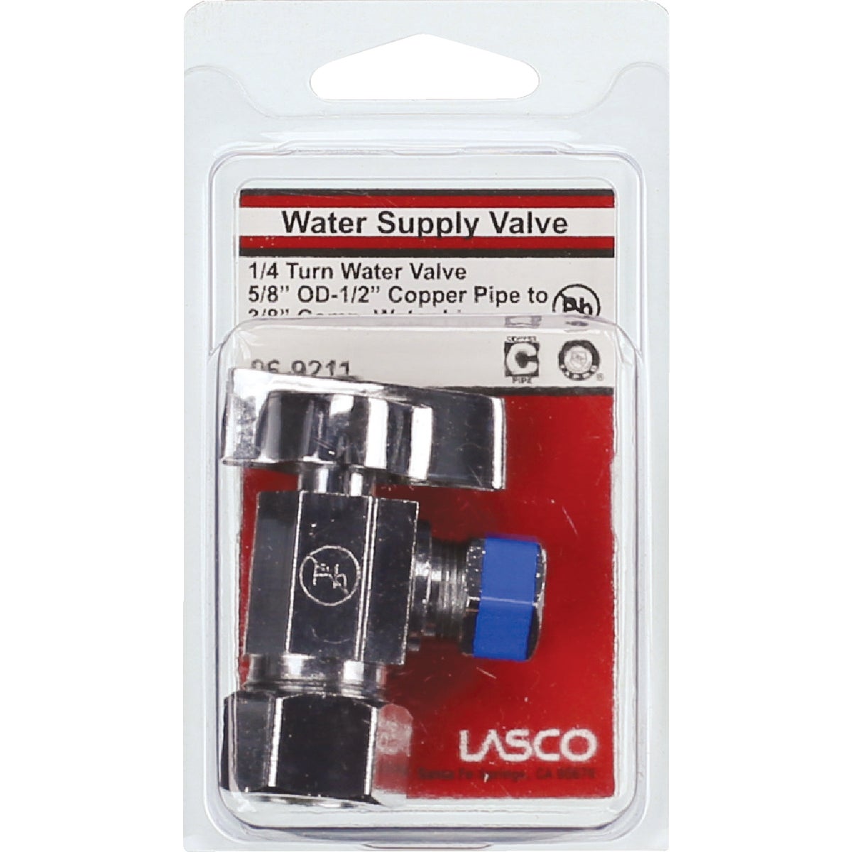 Lasco 5/8 In. Copper C Inlet x 3/8 In. C Outlet 1/4 Turn Angle Valve