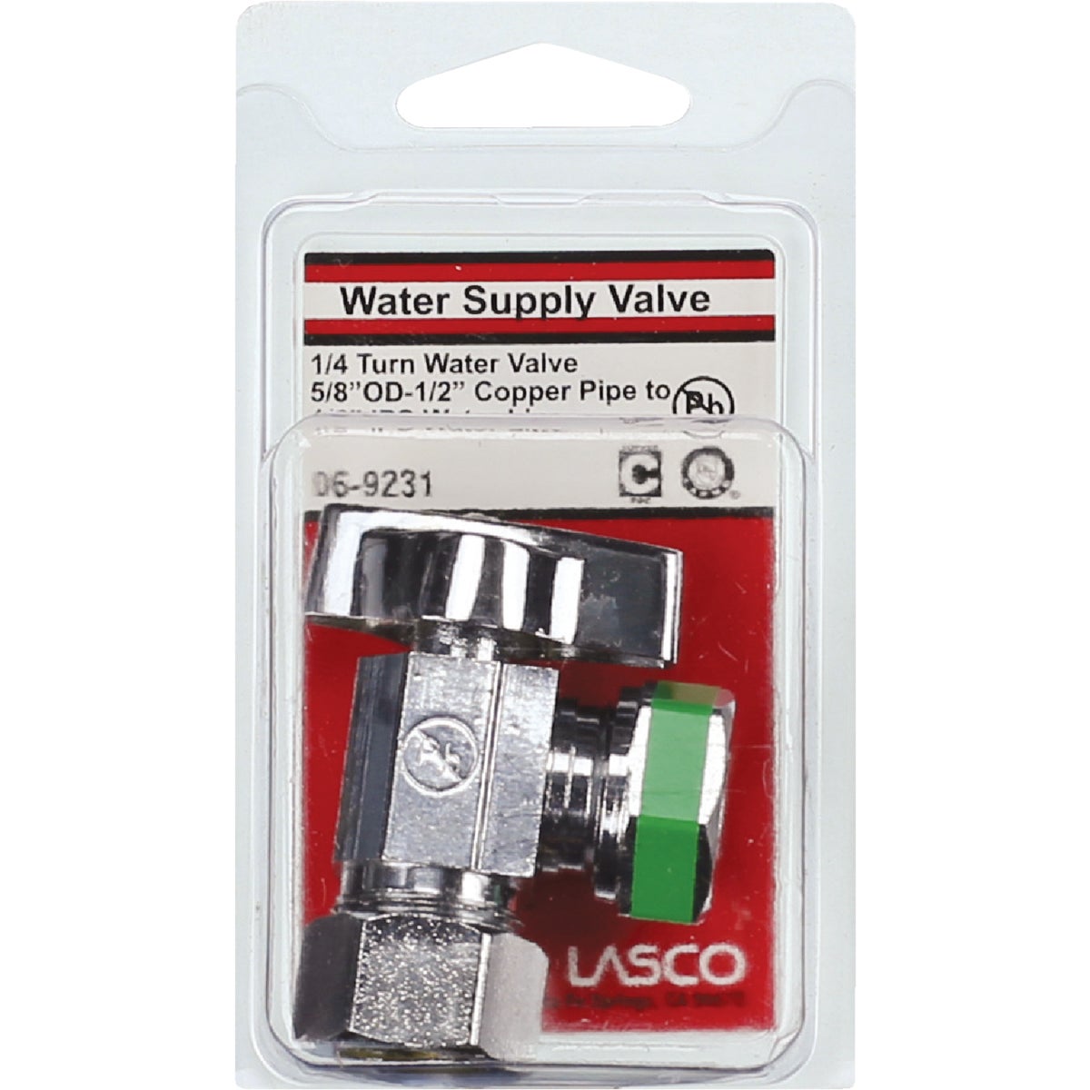 Lasco 5/8 In. Copper C Inlet x 1/2 IP Outlet 1/4 Turn Angle Valve