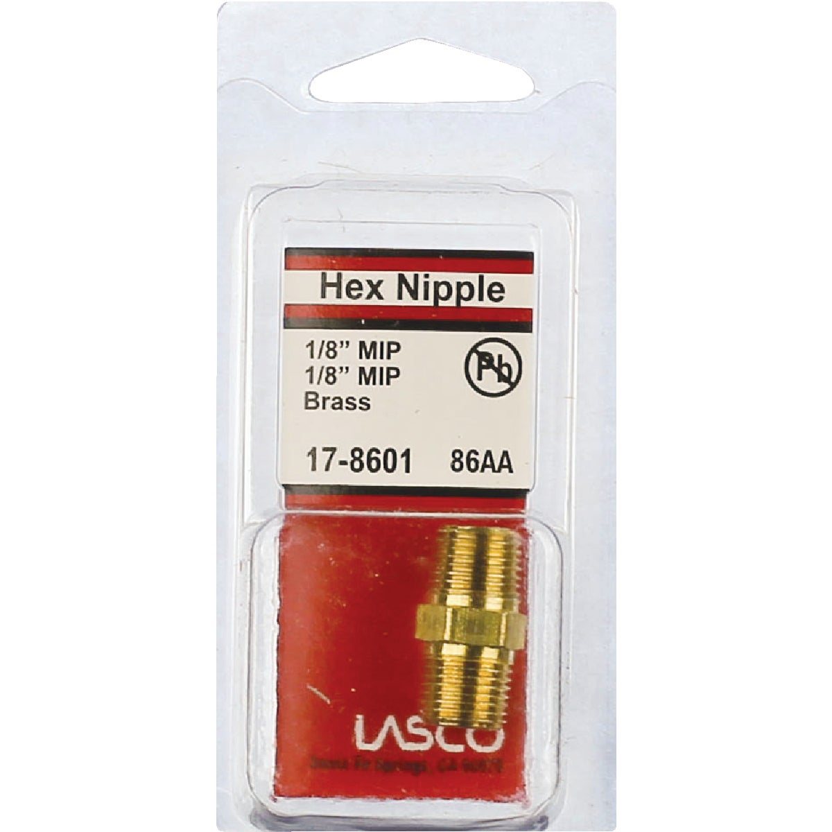 Lasco 1/8 In. MPT x 1/8 In. MPT Brass Hex Nipple