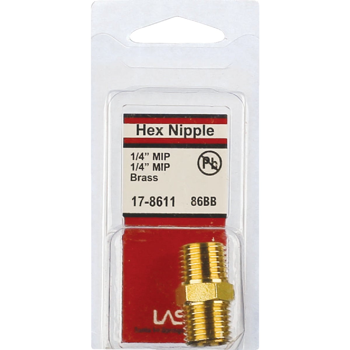 Lasco 1/4 In. MPT x 1/4 In. MPT Brass Hex Nipple