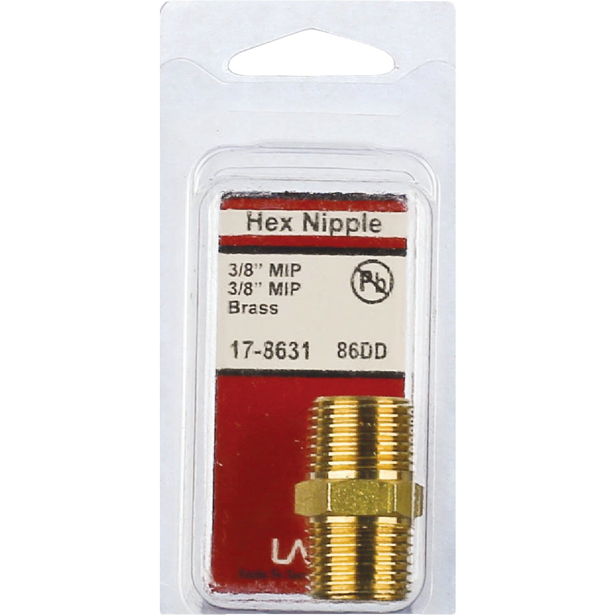 Lasco 3/8 In. MPT x 3/8 In. MPT Brass Hex Nipple