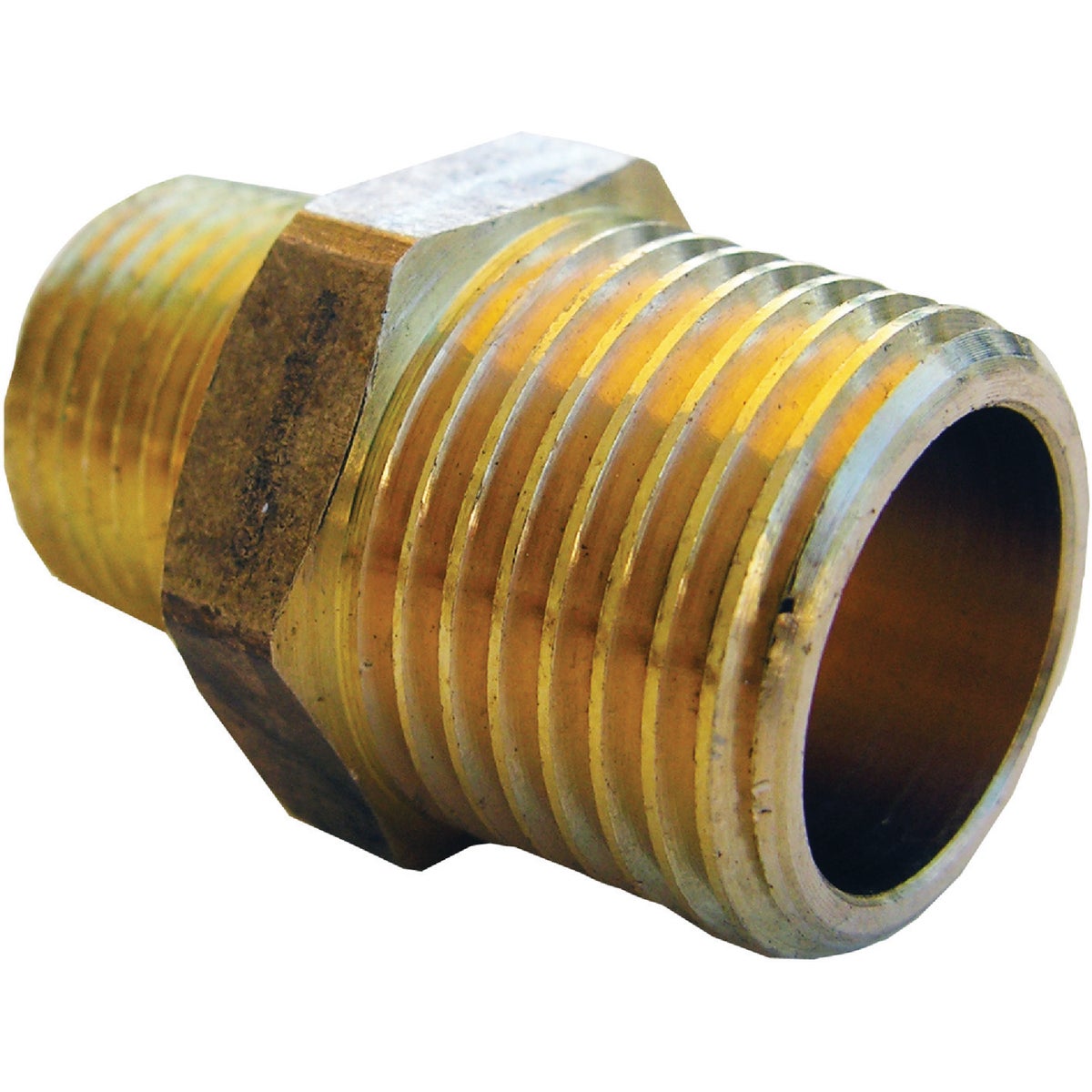 Lasco 3/4 In. MPT x 1/2 In. MPT Brass Hex Nipple