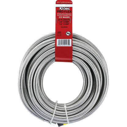 Lasco 1/4 In. x 1/4 In. x 20 Ft. Length Braided Supply Ice Maker Connector Hose