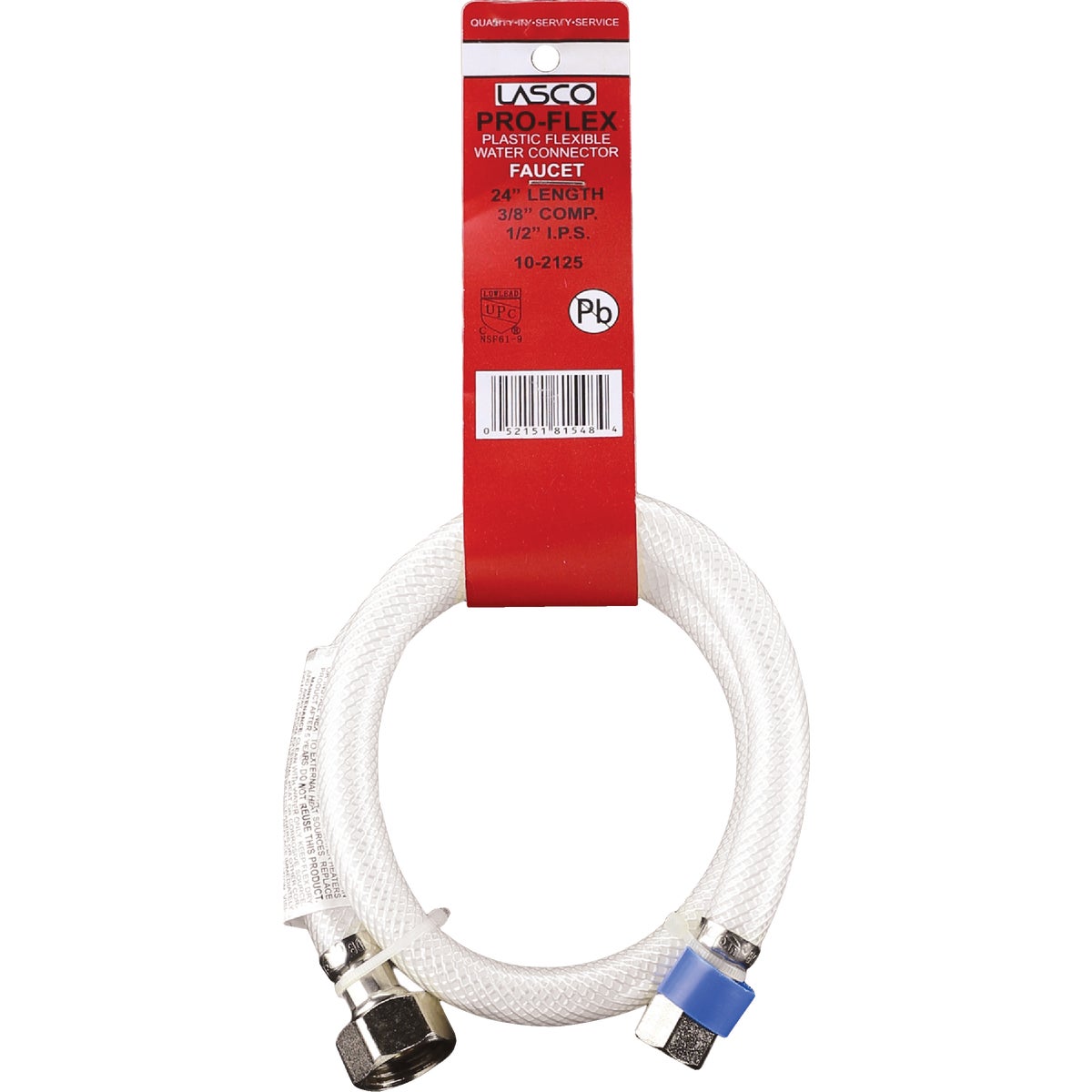 Lasco 3/8 In. C x 1/2 In. FIP x 24 In. L Braided Poly Vinyl Faucet Connector