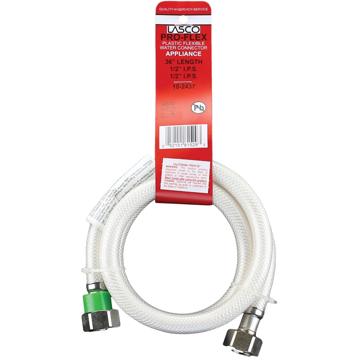 Lasco 1/2 In. FIP x 1/2 In. FIP X 36 In. L Braided Poly Vinyl Faucet Connector