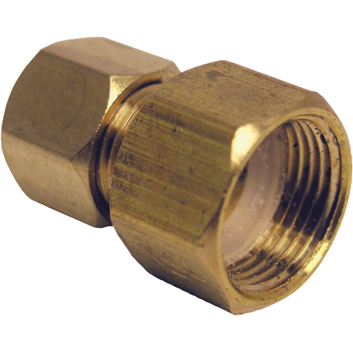 Lasco 3/8 In. FC x 1/4 In. MC Brass Compression Adapter