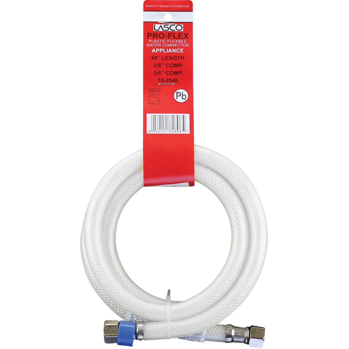 Lasco 3/8 In. C x 3/8 In. C x 48 In. L Braided Poly Vinyl Appliance Water Connector