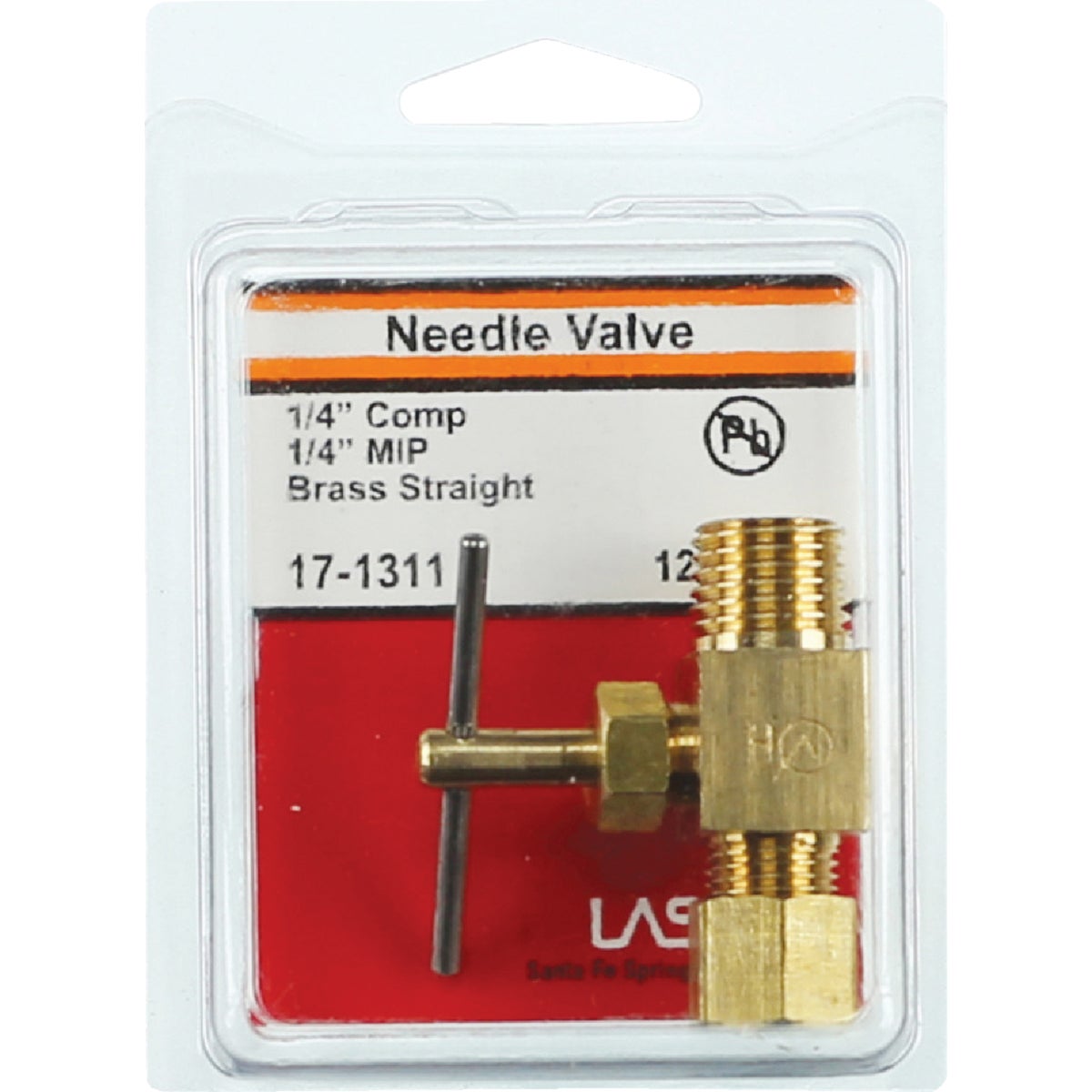 Lasco 1/4 In. C x 1/4 In. MIP Brass Straight Needle Valve