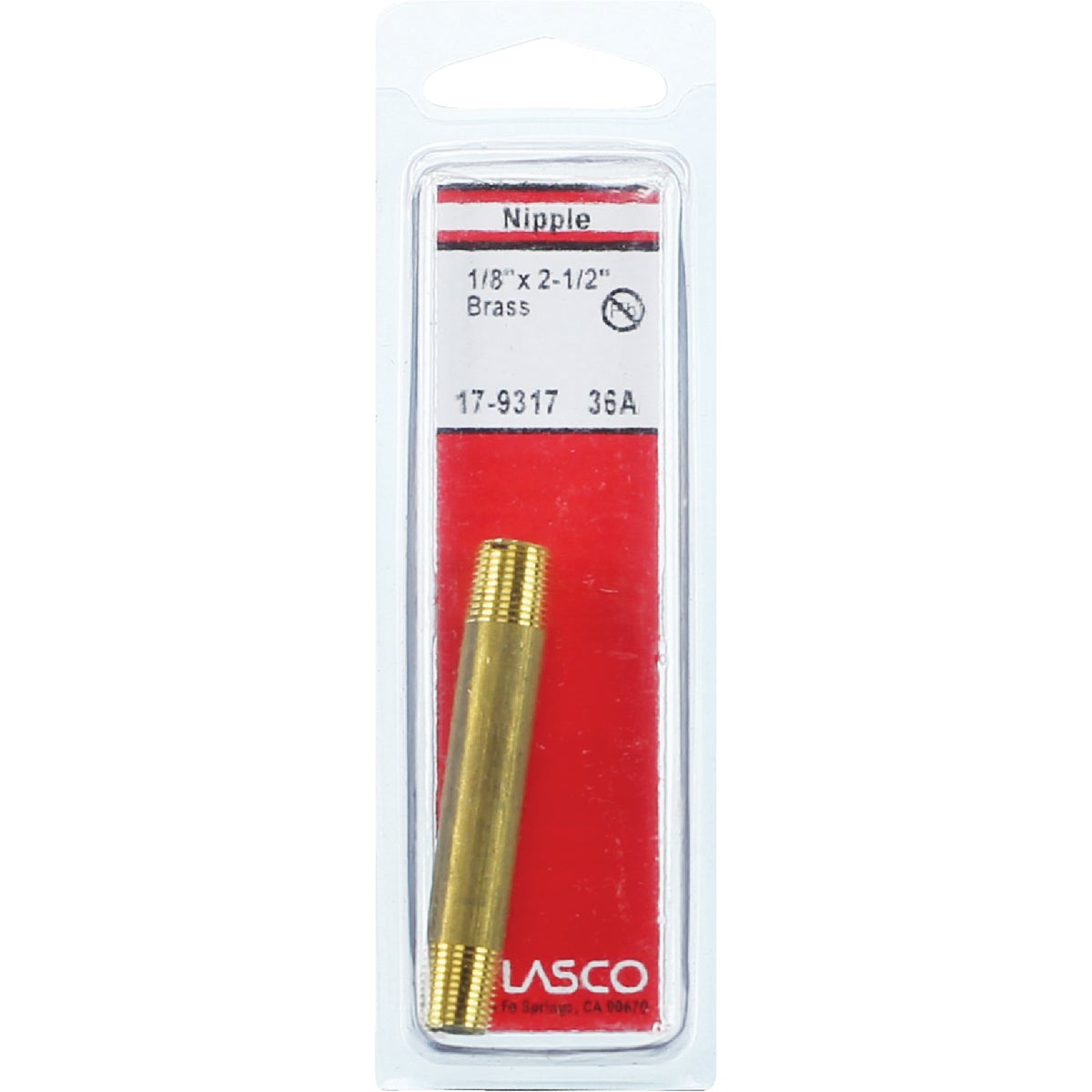 Lasco 1/8 In. x 2-1/2 In. Brass Nipple