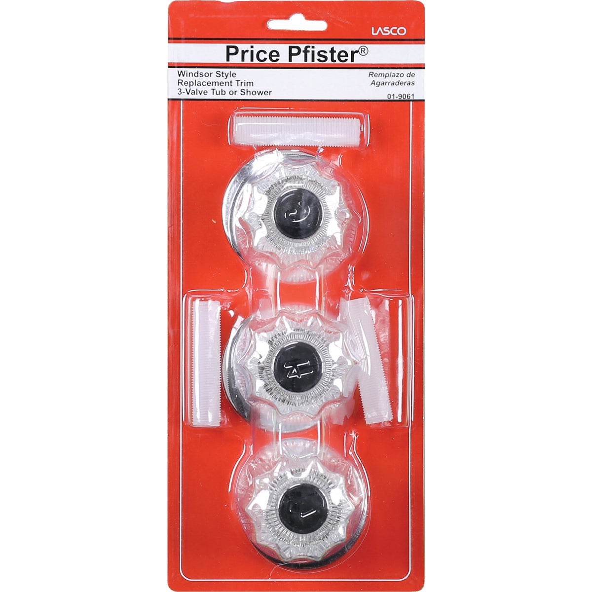 Lasco Price Pfister 3-Valve Round Clear Tub & Shower Handle Kit