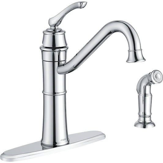 Moen Wetherly Single Handle Lever Kitchen Faucet with Side Spray, Chrome