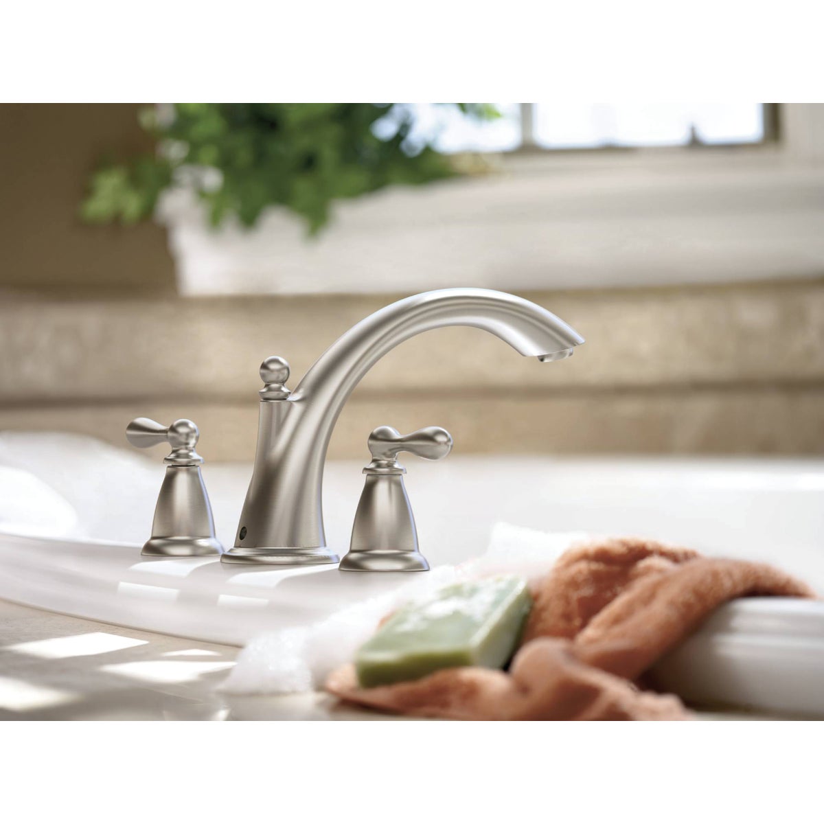 Moen Caldwell Roman Brushed Nickel 2-Handle Lever Bathtub Faucet