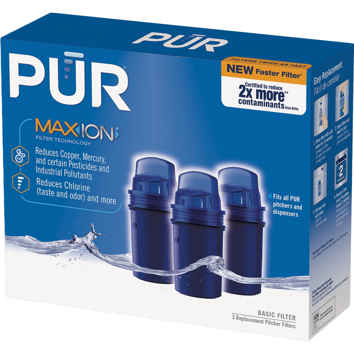 PUR Pitcher Water Filter Replacement Cartridge, (3-Pack)