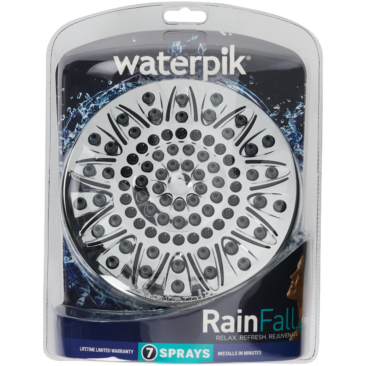 Waterpik RainFall+ 7-Spray 1.8 GPM Fixed Showerhead, Chrome