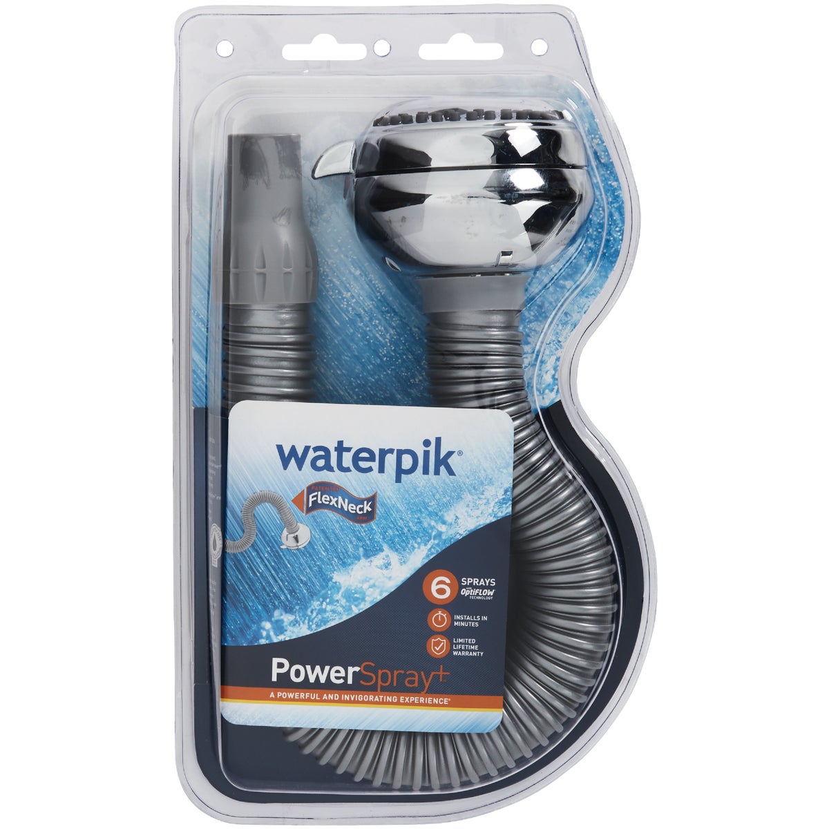 Waterpik Flex 6-Spray 1.8 GPM Fixed Showerhead with Flexible Arm, Chrome