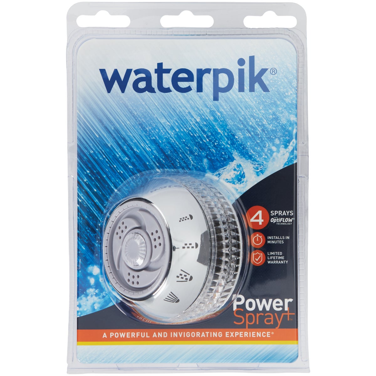 Waterpik PowerSpray+ 4-Spray 1.8 GPM Fixed Showerhead, Chrome