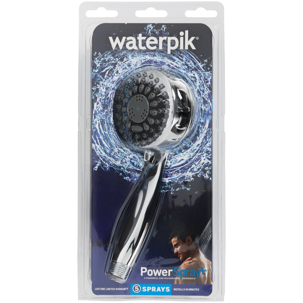 Waterpik PowerSpray+ Elements 5-Spray 1.8 GPM  Handheld Shower, Chrome